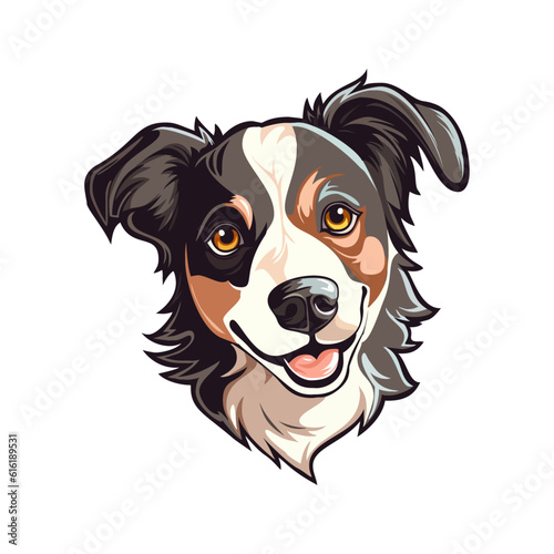The head of a cute young puppy with kind eyes and a joyful expression. Vector illustration