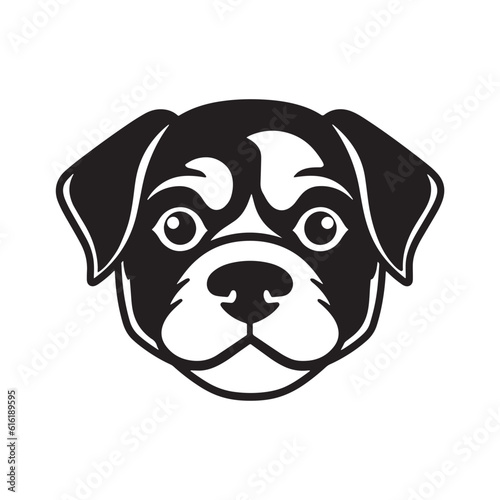 Dog head icon. Flat style. Cartoon dog face. Vector illustration isolated on white