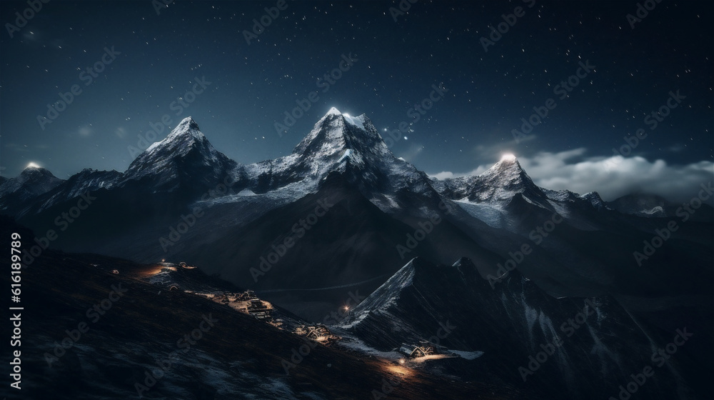 custom made wallpaper toronto digitalSnow covered mountains in winter night