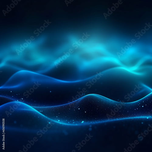 Abstract blue colors gradient shiny wave on noise black background Generative ai