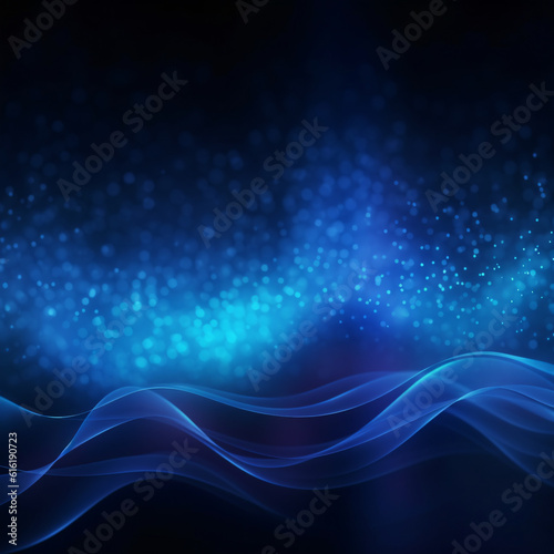 Abstract blue colors gradient shiny wave on noise black background Generative ai