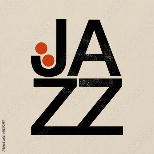 Swiss-Inspired Vintage Jazz: 50s Typography Playful Design, Mid-century modern, retro, Graphic Design with Geometric elements photo