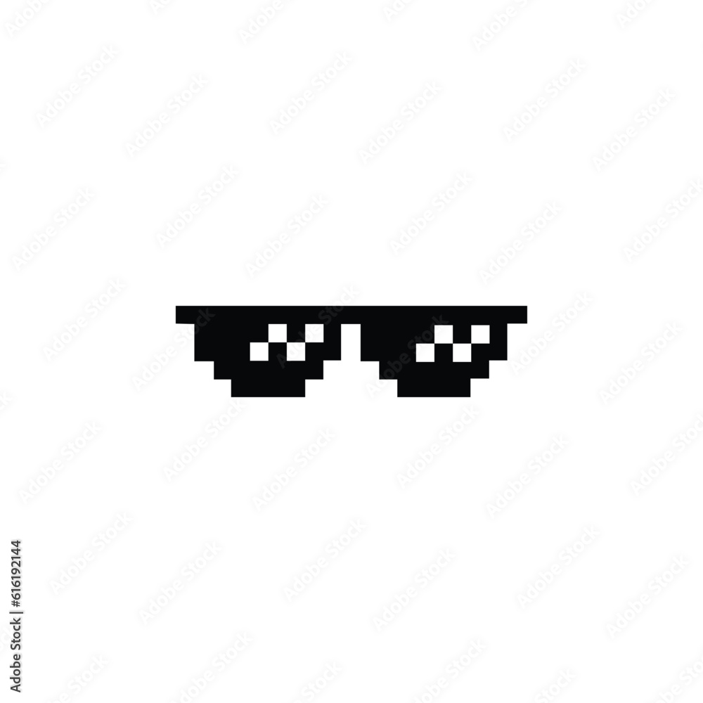 Obraz premium Black pixel Boss glasses meme vector illustration
