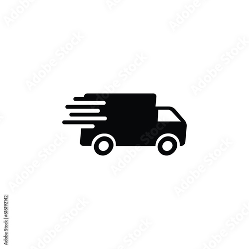 Fast shipping delivery truck flat vector icon for apps and websites
