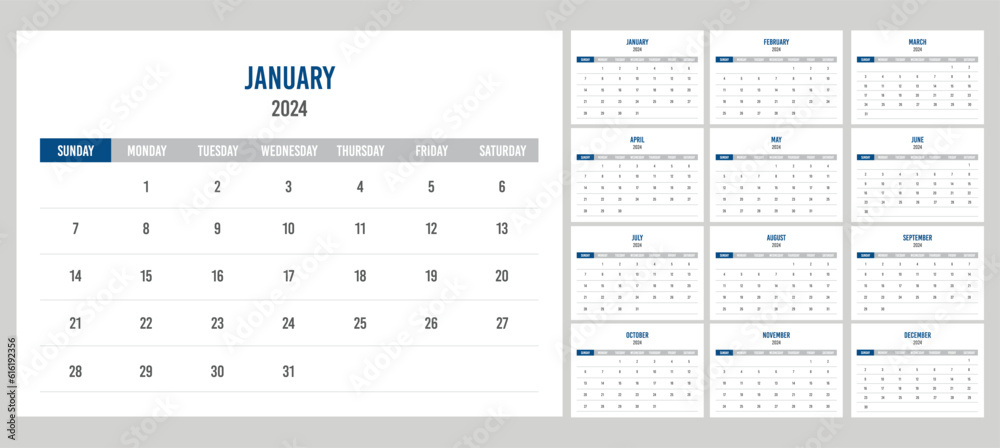 2024 Calendar simple and minimalist