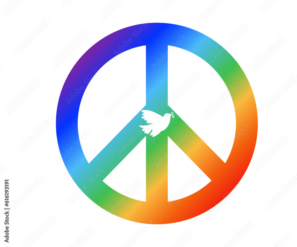 LGBTQ Peace Symbol with Dove in Rainbow Colors LGBTQ Peace Symbol with Dove in Rainbow Colors