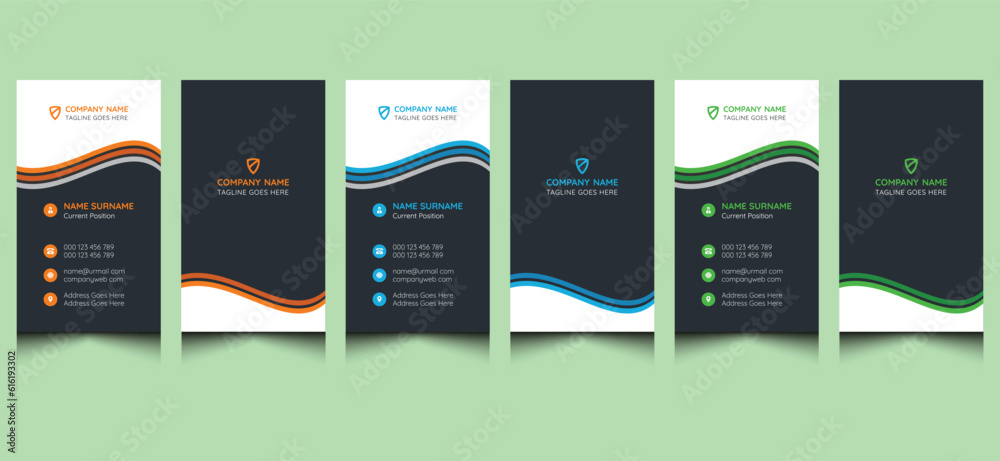 Simple blue elegant clean abstract minimal company creative modern corporate professional luxury vertical name visiting business card design template.