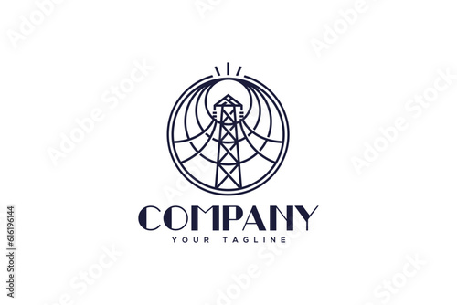 Creative logo design designated to construction company or workshop. This logo design depicts an electric pillar. 
