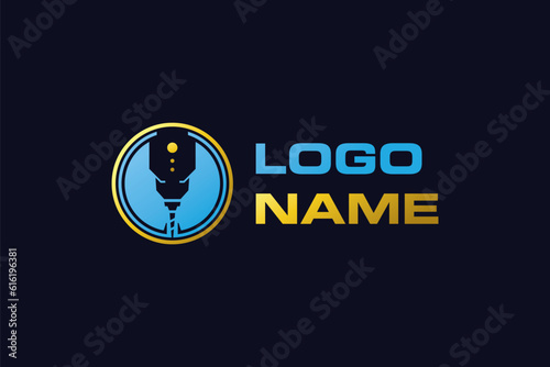 Creative logo design designated to a CNC, welding or 3D printing industry. This logo design depicts a 3d printer, a drill or a laser. 
