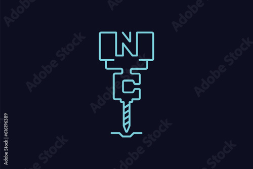Creative logo design designated to a CNC, welding or 3D printing industry. This logo design depicts a 3d printer, a drill or a laser. 
