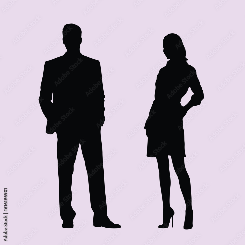 business man and women in a smart suit silhouette isolated