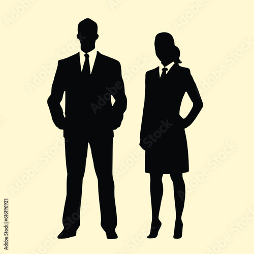 business man and women in a smart suit and tie silhouette