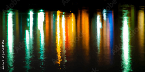 Background image of the reflection of the lights on the water surface.