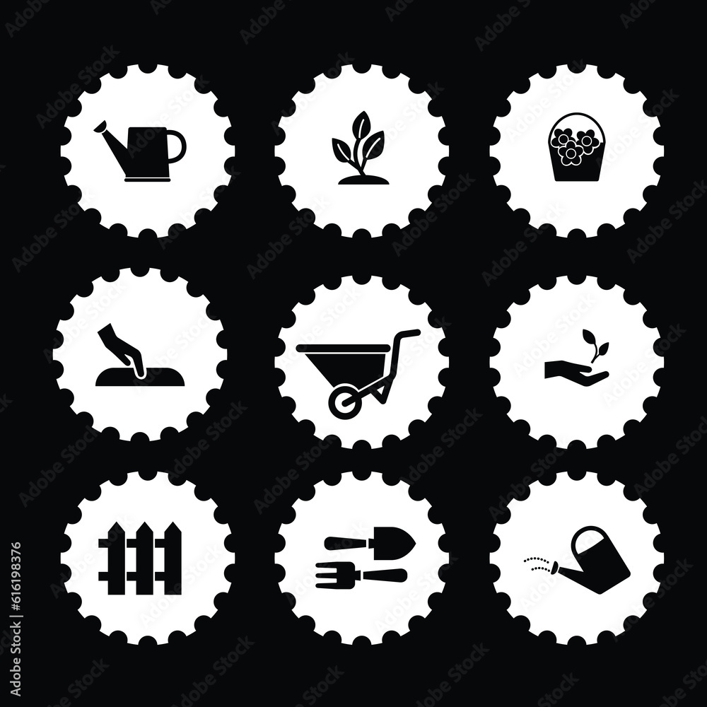 gardening vector, garden, garden tools, garden elements, tools icon set