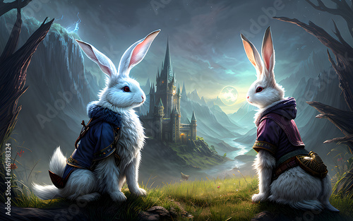 Magical bunny fantasy by stunning wonderland background
