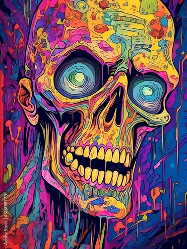 Illustration punk skull graffiti