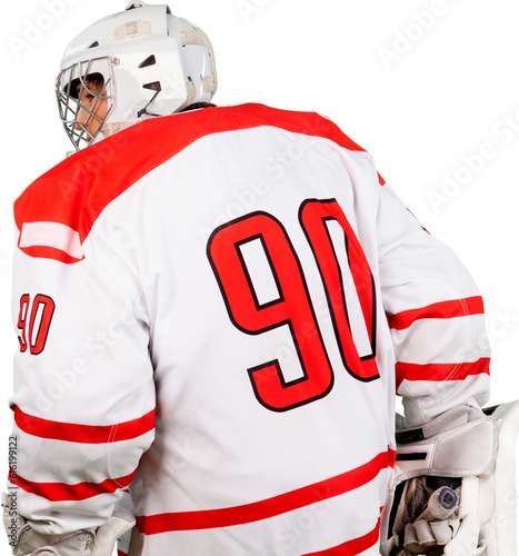 Photography Ice Hokey Goalie, Back View, Isolated