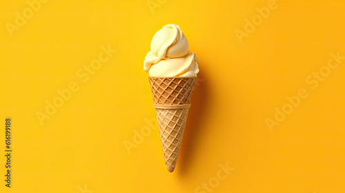 Ice cream cone on colorful background. Generative AI