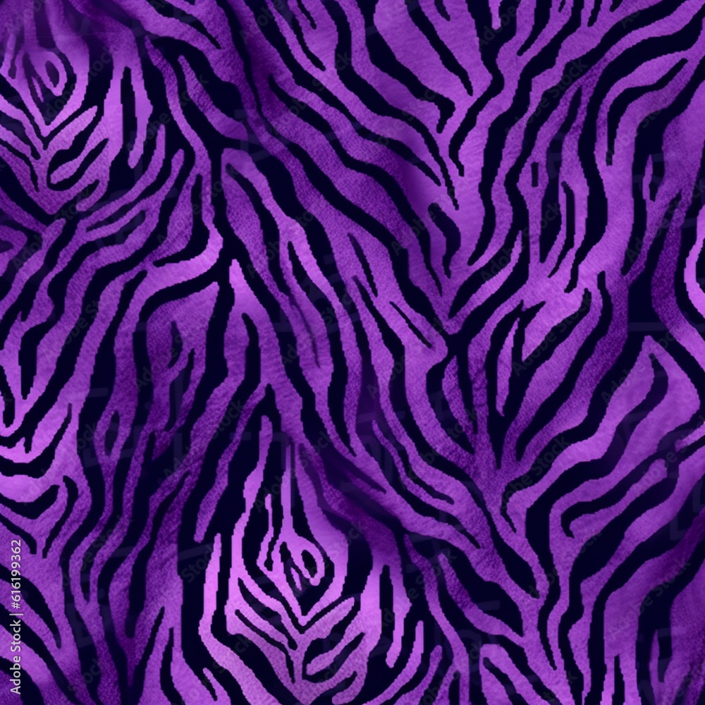Dark Purple Animal Print Wallpaper or Background Pattern - Leopard Dots and Stripes - Generative AI