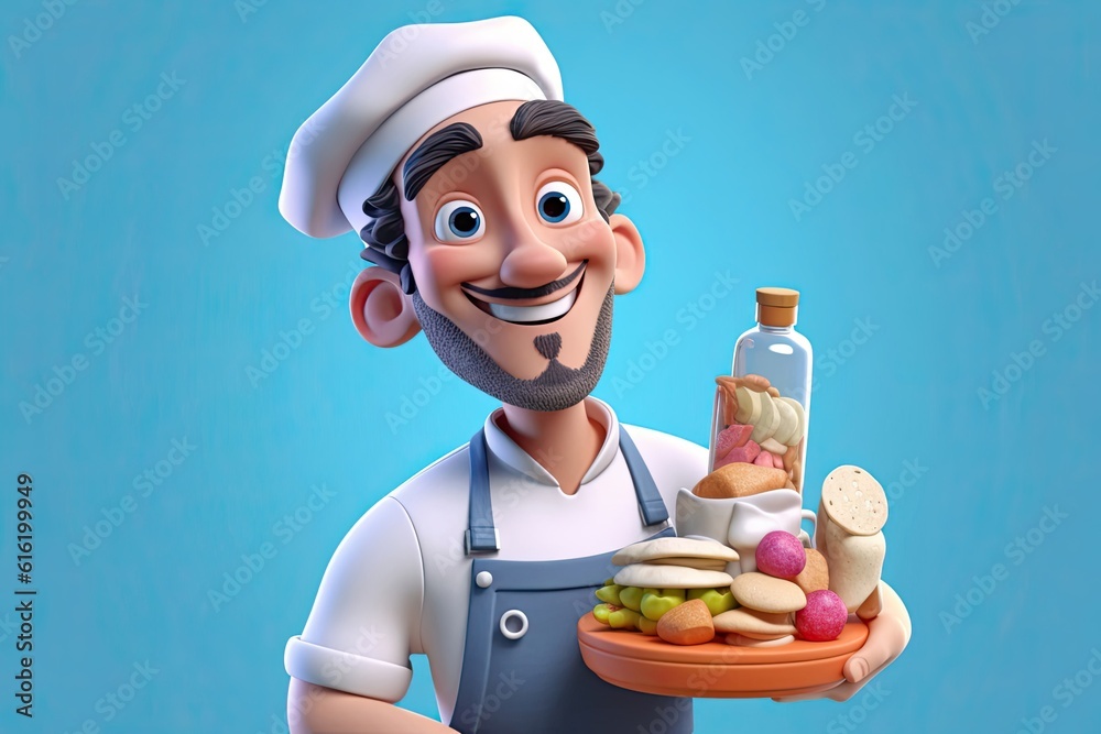 Caucasian Man Food Preparation Worker Good Looking Backdrop With Copyspace Generative AI Caucasian Man Food Preparation Worker Good Looking Backdrop With Copyspace Generative AI