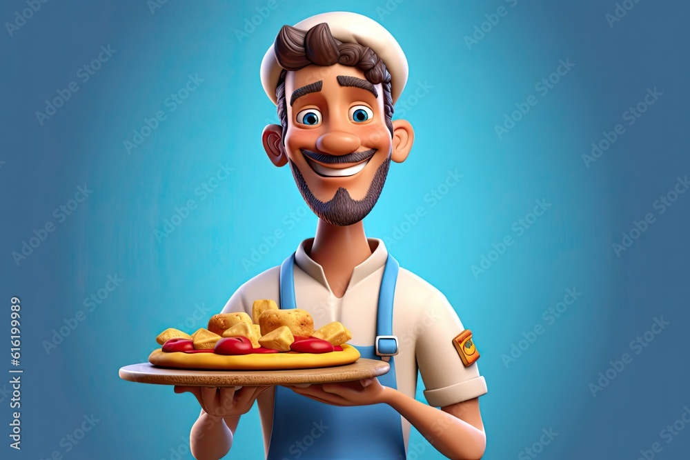 Caucasian Man Food Preparation Worker Handsome Background With Copy Space Generative AI Caucasian Man Food Preparation Worker Handsome Background With Copy Space Generative AI