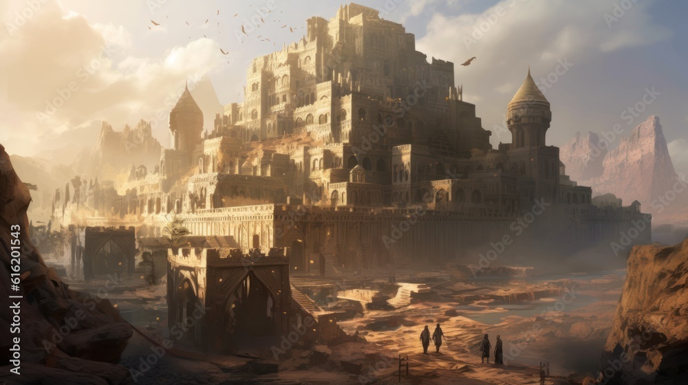 Ancient city buried deep within a desert or underwater realm. Depict its crumbling architecture, intricate statues, and the sense of wonder and mystery that surrounds this forgotten civilization Ancient city buried deep within a desert or underwater realm. Depict its crumbling architecture, intricate statues, and the sense of wonder and mystery that surrounds this forgotten civilization