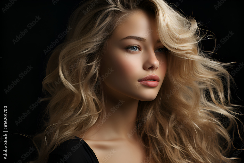 Generative ai portrait of beautiful blond woman on gradient background Generative ai portrait of beautiful blond woman on gradient background