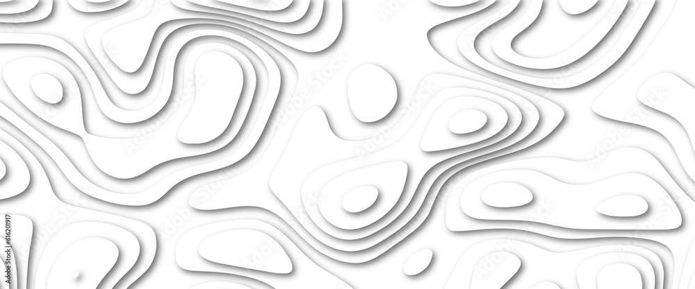 Abstract wavy line paper cut white background. Abstract realistic papercut decoration textured with wavy layers.  Abstract modern white background paper cut style