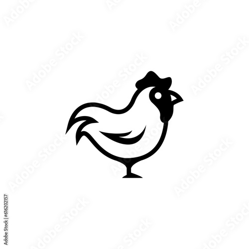 cute chicken icon illustration, simple rooster logo design