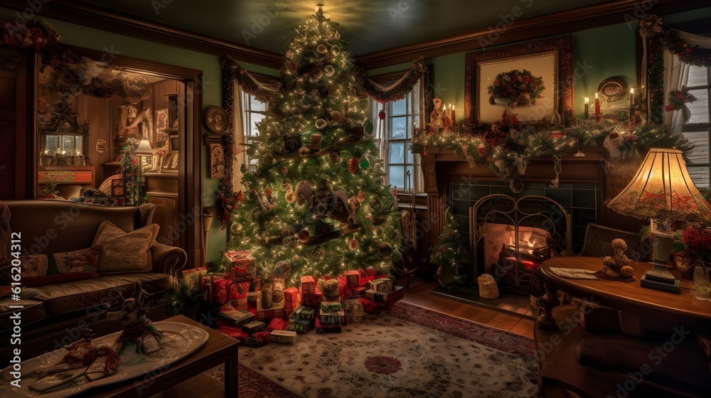 christmas tree with fireplace generative art