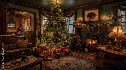 christmas tree with fireplace generative art
