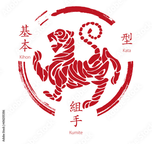 Shotokan Karate, Grundelemente vom Training, Kihon Kata Kumite - janisch deutsche Beschriftung photo