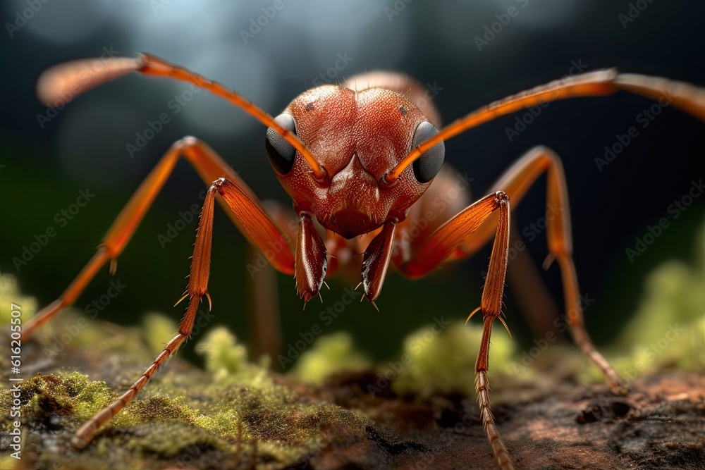 Ant, Leaf-cutter ant carrying leaves in green nature. Genaretive Ai Ant, Leaf-cutter ant carrying leaves in green nature. Genaretive Ai