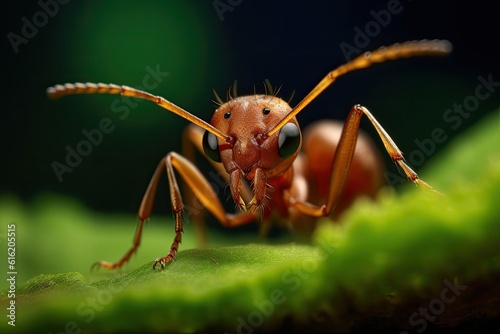 Ant, Leaf-cutter ant carrying leaves in green nature. Genaretive Ai © tong2530
