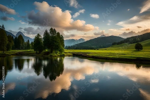 lake and mountains