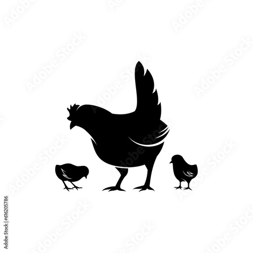 hen and chicks silhouette illustration