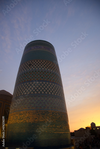 Night view of Kaltaminor in Khiva, Uzbekistan