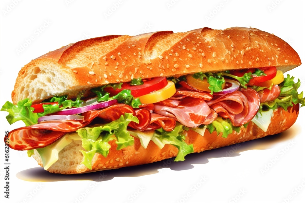 sandwich isolated on white background. Generated by AI. sandwich isolated on white background. Generated by AI.
