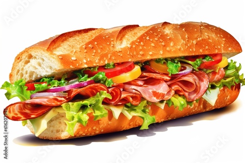 sandwich isolated on white background. Generated by AI.