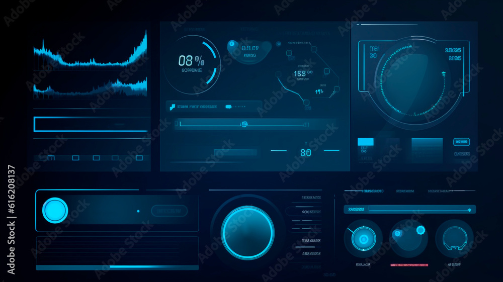 Fototapeta premium User interface, Technological style, Blue design 