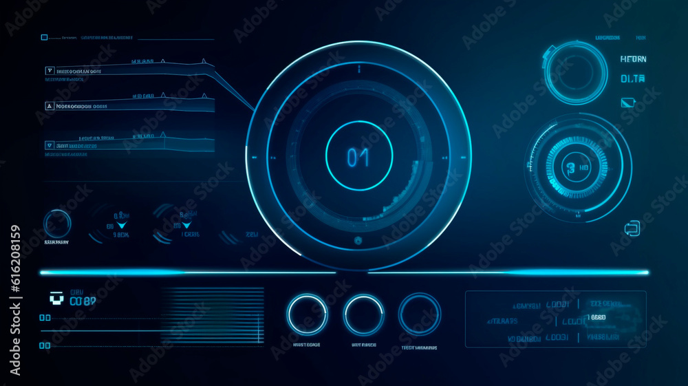 User interface, Technological style, Blue design
User interface, Technological style, Blue design