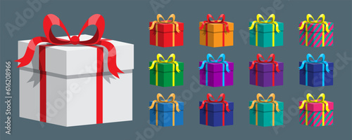 Gift boxes of various colors and designs for various festivals Or assembled in design, advertising signs, flyers, banners, website and invitation cards