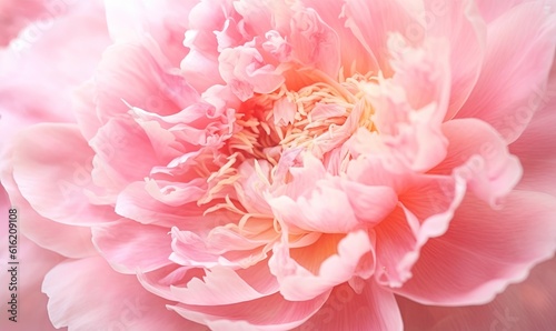  a close up of a pink flower with a blurry back drop of light in the background of the flower is a pale pink color.  generative ai © Anna