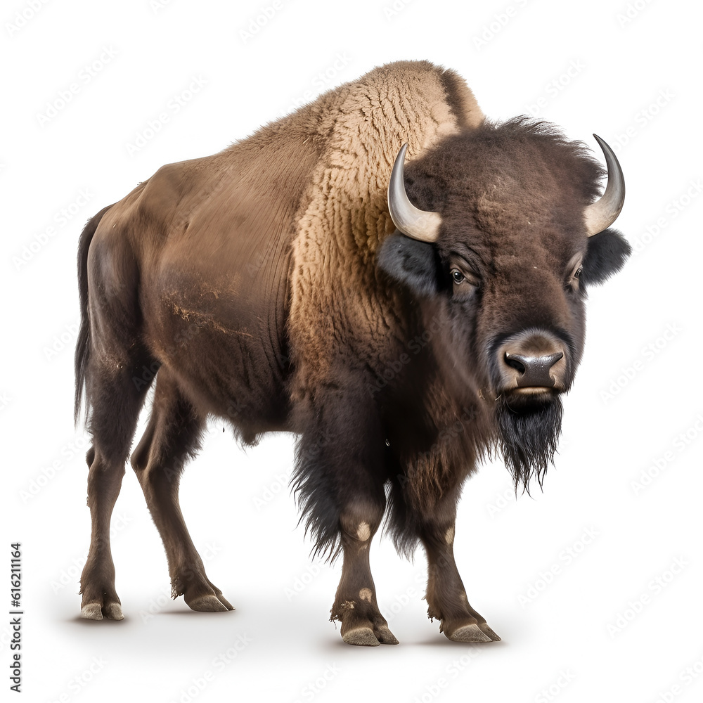 Steppe bison on a white isolated background. Steppe bison on a white isolated background.