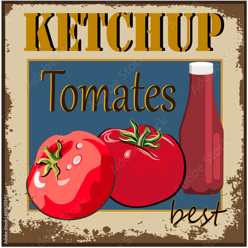 retro style tomato ketchup poster