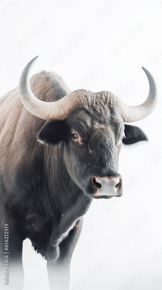 Majestic Bison: Minimalistic Portrait. Generative AI Majestic Bison: Minimalistic Portrait. Generative AI