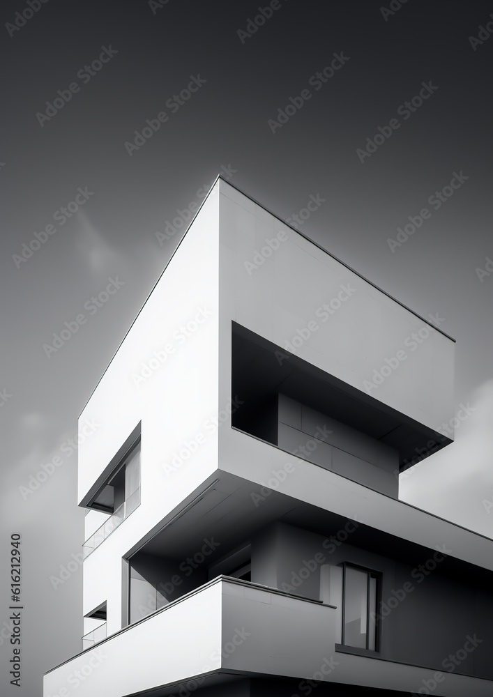 Fototapeta premium Contemporary Marvel: Modern Architecture House Exterior Study Design. Generative AI
