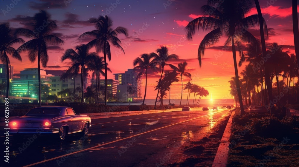 Miami Vibes Wallpaper Background Stock Illustration | Adobe Stock