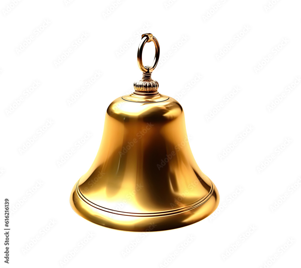 Golden bell isolated on transparent background, Generative AI Golden bell isolated on transparent background, Generative AI