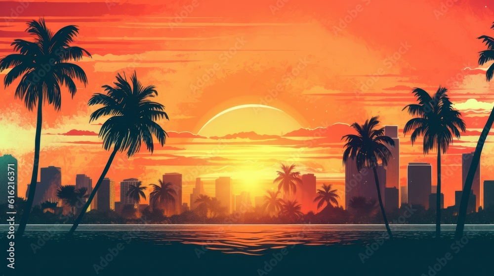 Obraz premium Miami Vibes Wallpaper Background